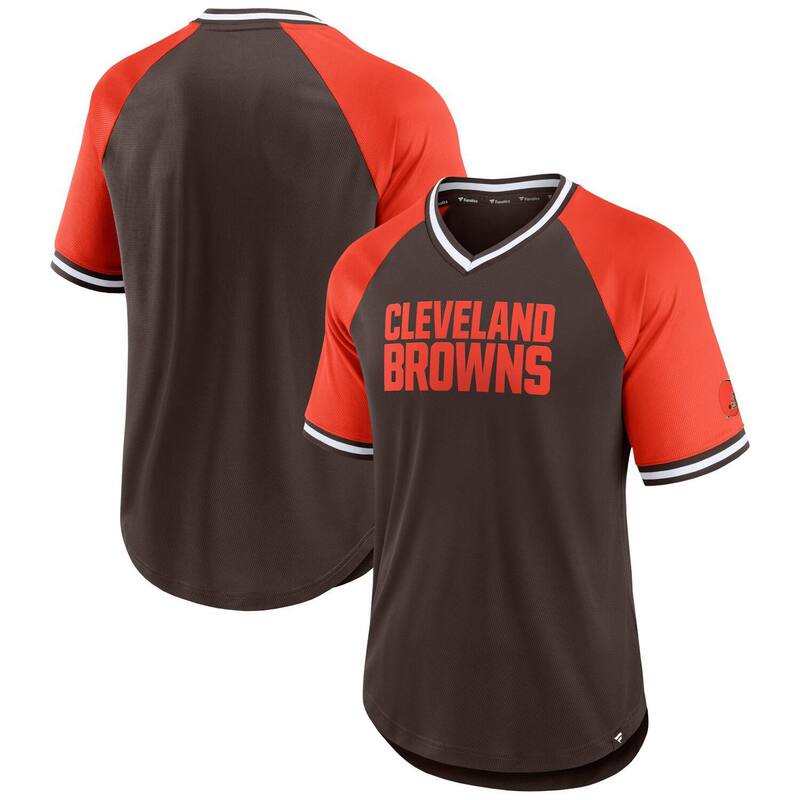 【送料無料】 アンブランデッド メンズ Tシャツ トップス Men's Fanatics Branded Brown/Orange Cleveland Browns Second Wind Raglan V-Neck T-Shirt Brn Brown