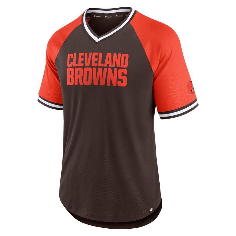 【送料無料】 アンブランデッド メンズ Tシャツ トップス Men's Fanatics Branded Brown/Orange Cleveland Browns Second Wind Raglan V-Neck T-Shirt Brn Brown