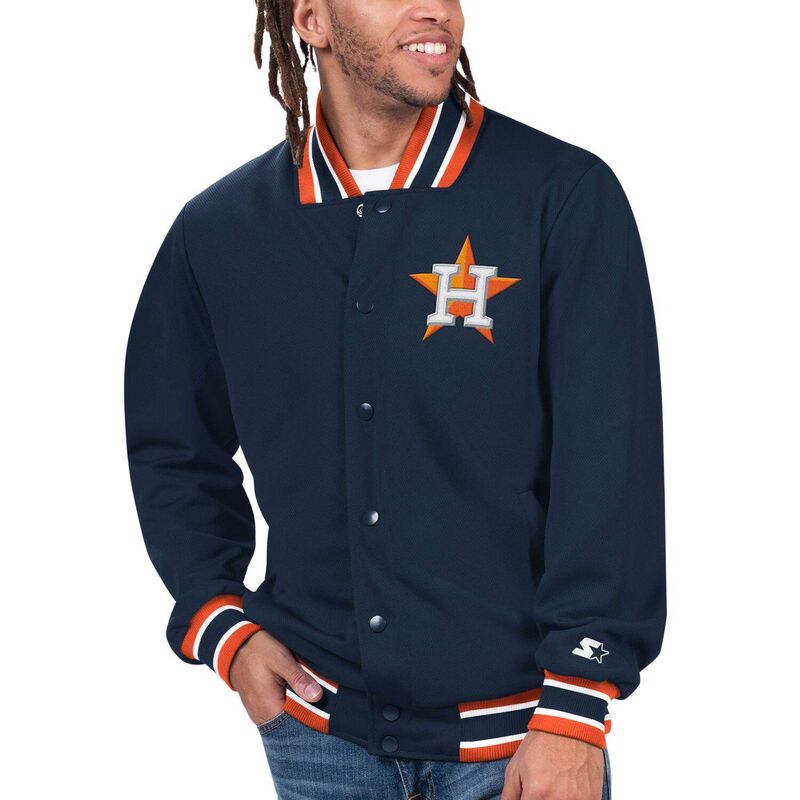 【送料無料】 スターター メンズ ジャケット・ブルゾン アウター Men's Starter Royal Houston Astros Secret Weapon Satin Full-Snap Jacket Ast Blue