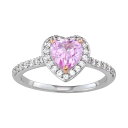 【送料無料】 アンブランデッド レディース リング アクセサリー Sterling Silver Lab-Created Pink & White Sapphire Heart Ring Silver Tone(4)
