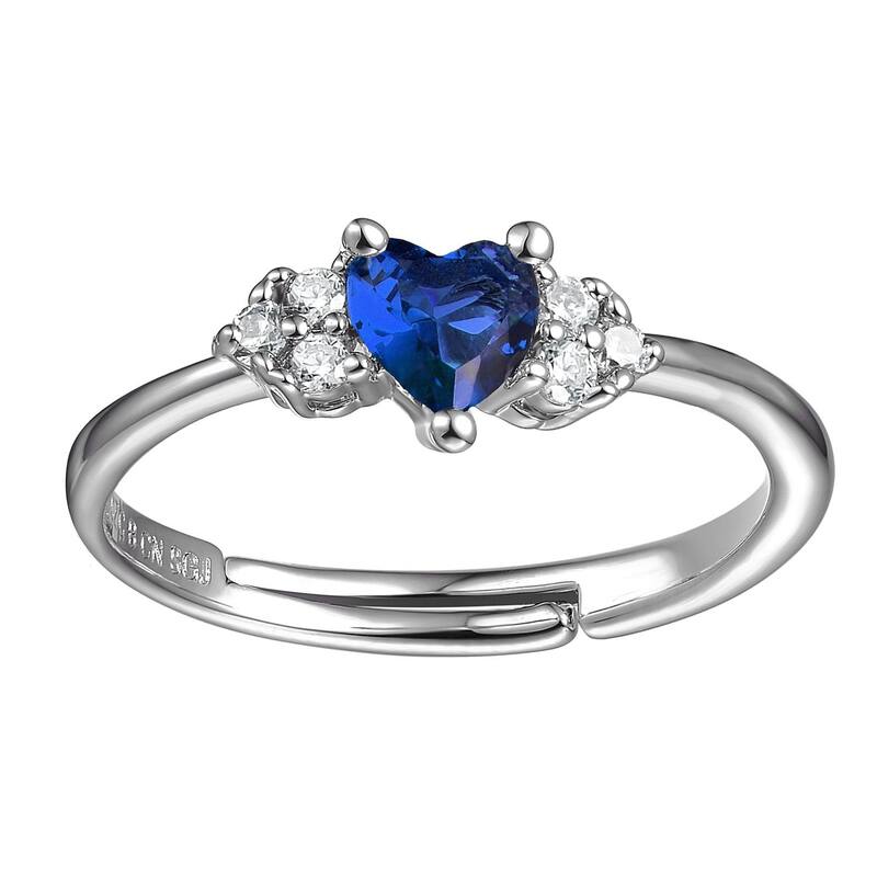 【送料無料】 アンブランデッド レディース リング アクセサリー Sterling Silver Pink Ice & White Heart Cubic Zirconia Cluster Promise Ring Blue