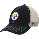 【送料無料】 フォーティセブンブランド メンズ 帽子 アクセサリー Men's '47 Black/Natural Pittsburgh Steelers Trawler Trucker Clean Up Snapback Hat Stl Black(4)