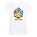 【送料無料】 ライセンス キャラクター レディース Tシャツ トップス Women's Pokemon Round Group Graphic Tee White