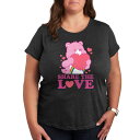 【送料無料】 ライセンス キャラクター レディース Tシャツ トップス Plus Care Bears Share The Love Graphic Tee Heather Charcoal