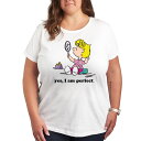 【送料無料】 ライセンス キャラクター レディース Tシャツ トップス Plus Peanuts Yes I Am Perfect Sally Graphic Tee White(4)