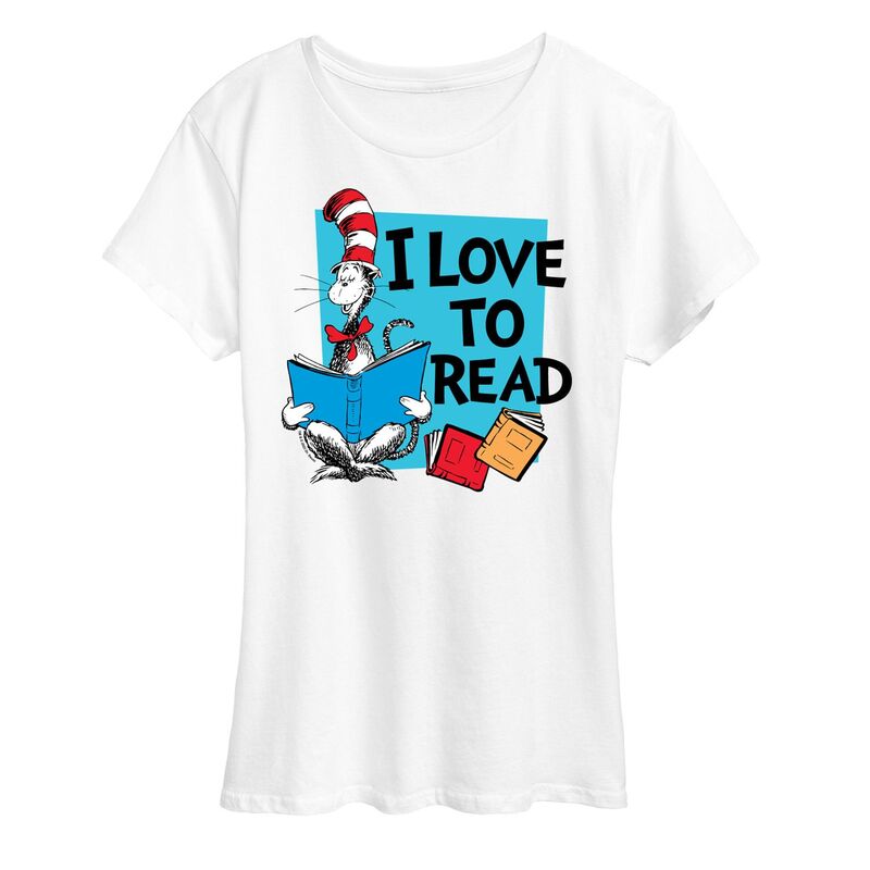 【送料無料】 ライセンス キャラクター レディース Tシャツ トップス Women's Dr. Seuss I Love To Read Graphic Tee White