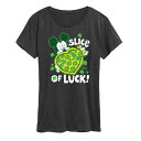 【送料無料】 ディズニー レディース Tシャツ トップス Disney's Mickey Mouse Women's St. Patrick's Slice Of Luck Graphic Tee Heather Charcoal(4)