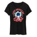 【送料無料】 ライセンス キャラクター レディース Tシャツ トップス Women's Peanuts Love Drives Me Crazy Graphic Tee Black