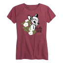 【送料無料】 ディズニー レディース Tシャツ トップス Disney's Bambi Women's Hello There Graphic Tee Heather Dark Red