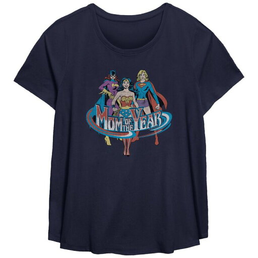【送料無料】 ライセンス キャラクター レディース Tシャツ トップス Plus Size DC Women Mom Of The Year Scoop Hem Flowy Graphic Tee Navy 【送料無料】 ライセンス キャラクター レディース Tシャツ トップス Plus Size DC Women Mom Of The Year Scoop Hem Flowy Graphic Tee Navy