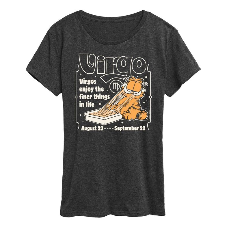 【送料無料】 ライセンス キャラクター レディース Tシャツ トップス Plus Garfield Virgo Graphic Tee Heather Charcoal