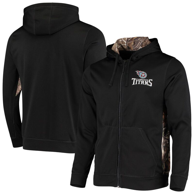 【送料無料】 アンブランデッド メンズ ジャケット・ブルゾン アウター Men's Dunbrooke Black/Realtree Camo Tennessee Titans Decoy Tech Fleece Full-Zip Hoodie Ttn Black