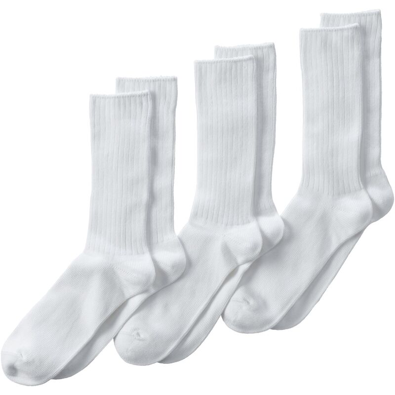 【送料無料】 ランズエンド メンズ 靴下 アンダーウェア Men's Lands' End Crew Socks 3-Pack White