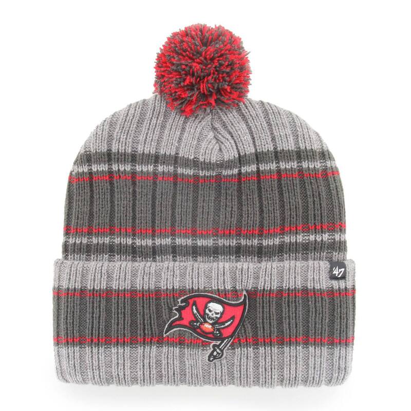 【送料無料】 アンブランデッド メンズ 帽子 アクセサリー Men's '47 Graphite Tampa Bay Buccaneers Rexford Cuffed Knit Hat with Pom Buc Dark G