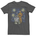 【送料無料】 スター ウォーズ メンズ Tシャツ トップス Men's Star Wars: A New Hope C-3PO R2-D2 Starry Night Graphic Tee Charcoal