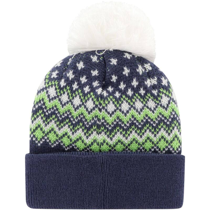 【送料無料】 アンブランデッド レディース 帽子 アクセサリー Women's '47 College Navy Seattle Seahawks Elsa Cuffed Knit Hat with Pom Sea Navy