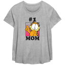 【送料無料】 ライセンス キャラクター レディース Tシャツ トップス Plus Size Garfield #1 Mom Scoop Hem Flowy Gr...