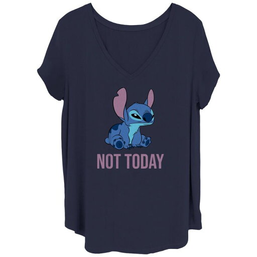 【送料無料】 ディズニー レディース Tシャツ トップス Disney's Lilo & Stitch Juniors' Not Today Stitch V Neck Tee Navy 【送料無料】 ディズニー レディース Tシャツ トップス Disney's Lilo & Stitch Juniors' Not Today Stitch V Neck Tee Navy