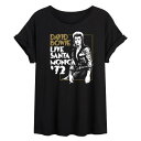 【送料無料】 ライセンス キャラクター レディース Tシャツ トップス Juniors' David Bowie Santa Monica Flowy Tee Black