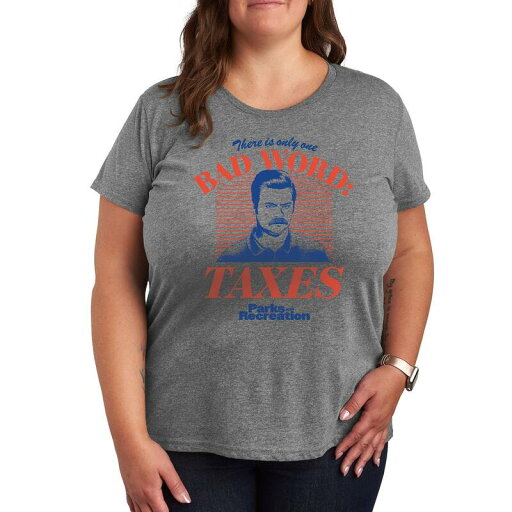 【送料無料】 ライセンス キャラクター レディース Tシャツ トップス Plus Parks and Recreation Bad Word Taxes Graphic Tee Heather Gray 【送料無料】 ライセンス キャラクター レディース Tシャツ トップス Plus Parks and Recreation Bad Word Taxes Graphic Tee Heather Gray