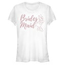 【送料無料】 ディズニー レディース Tシャツ トップス Disney's Daisy Duck Juniors' Bridesmaid Daisy Fitted Graphic Tee White(4)