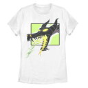 【送料無料】 ライセンス キャラクター レディース Tシャツ トップス Disney's Villians Juniors' Dragon Breath Neon Tee White
