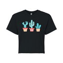 【送料無料】 ライセンス キャラクター レディース Tシャツ トップス Juniors' Patterned Cacti Cropped Graphic Tee...