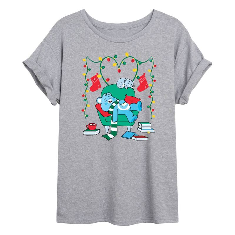 【送料無料】 ライセンス キャラクター レディース Tシャツ トップス Juniors' Care Bears Unlock The Magic Cozy Flowy Tee Gray