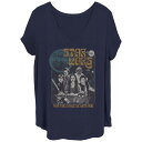 【送料無料】 スター ウォーズ レディース Tシャツ トップス Juniors' Plus Size Star Wars 70's Style Band Poster V Neck Tee Navy