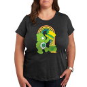 【送料無料】 ライセンス キャラクター レディース Tシャツ トップス Plus Care Bears Rainbow Graphic Tee Heather Charcoal(4)