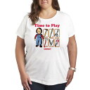 【送料無料】 ライセンス キャラクター レディース Tシャツ トップス Plus Size Chucky Time To Play Graphic Tee White(4)