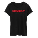 【送料無料】 ライセンス キャラクター レディース Tシャツ トップス Women's Chucky Logo Graphic Tee Black