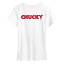 【送料無料】 ライセンス キャラクター レディース Tシャツ トップス Women's Chucky Logo Graphic Tee White