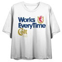 【送料無料】 ライセンス キャラクター レディース Tシャツ トップス Women's Colt 45 Lager Cropped Graphic Tee Wh...