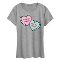 【送料無料】 ライセンス キャラクター レディース Tシャツ トップス Women's Sassy Candy Hearts Graphic Tee Heather Gray|詳細画像