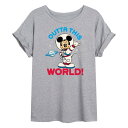 【送料無料】 ディズニー レディース Tシャツ トップス Disney's Mickey Mouse Juniors' Mickey World Flowy T...