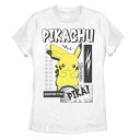 【送料無料】 ライセンス キャラクター レディース Tシャツ トップス Juniors' Pokemon Pikachu Electric Type Pika Bam Graphic Tee White