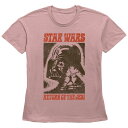 【送料無料】 スター ウォーズ レディース Tシャツ トップス Juniors' Star Wars Return of the Jedi Darth Vader Helmet Poster Graphic Tee Desert Pink