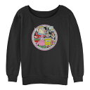【送料無料】 ライセンス キャラクター レディース Tシャツ トップス Juniors' SpongeBob SquarePants And Friends Stamp Graphic Slouchy Terry Black(4)