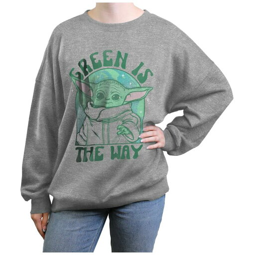 【送料無料】 ライセンス キャラクター レディース Tシャツ トップス Juniors' The Mandalorian Green Is The Way Graphic Fleece Heather Gray 【送料無料】 ライセンス キャラクター レディース Tシャツ トップス Juniors' The Mandalorian Green Is The Way Graphic Fleece Heather Gray