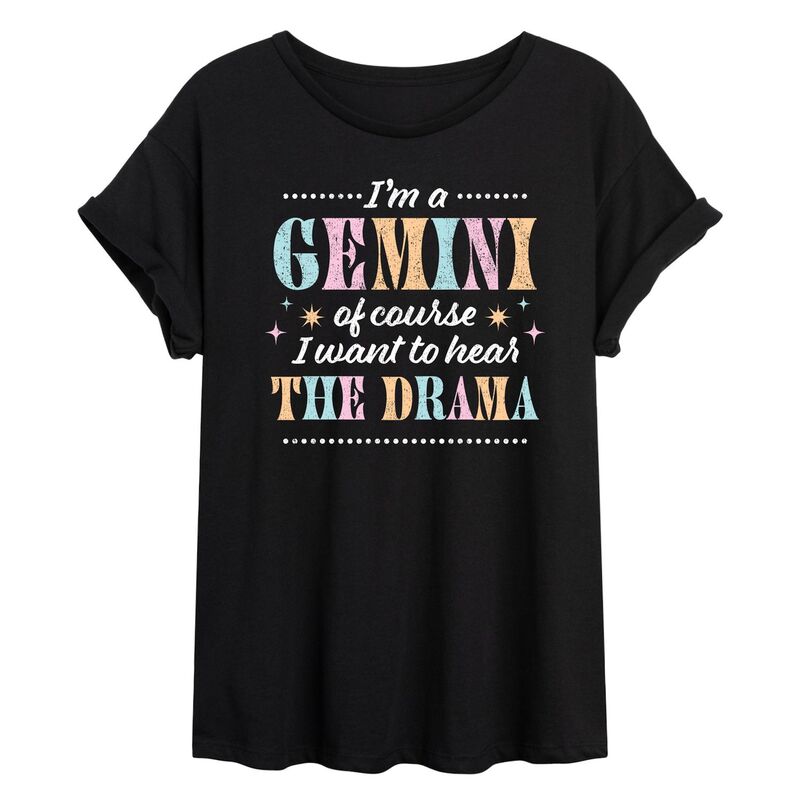 【送料無料】 アンブランデッド レディース Tシャツ トップス Juniors' Gemini The Drama Flowy Tee Black