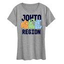 【送料無料】 ライセンス キャラクター レディース Tシャツ トップス Women's Pokemon Johto Region Graphic Tee Heather Gray