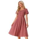 【送料無料】 アレグラ ケー レディース ワンピース トップス Plaid Maxi Dress For Women's Summer Pleated Back...