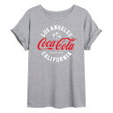 【送料無料】 ライセンス キャラクター レディース Tシャツ トップス Juniors' Coca Cola Los Angeles Flowy Graphic Tee Heather Gray(4)