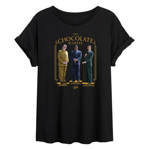 【送料無料】 ライセンス キャラクター レディース Tシャツ トップス Juniors' Wonka Chocolate Cartel Flowy Tee Black 【送料無料】 ライセンス キャラクター レディース Tシャツ トップス Juniors' Wonka Chocolate Cartel Flowy Tee Black