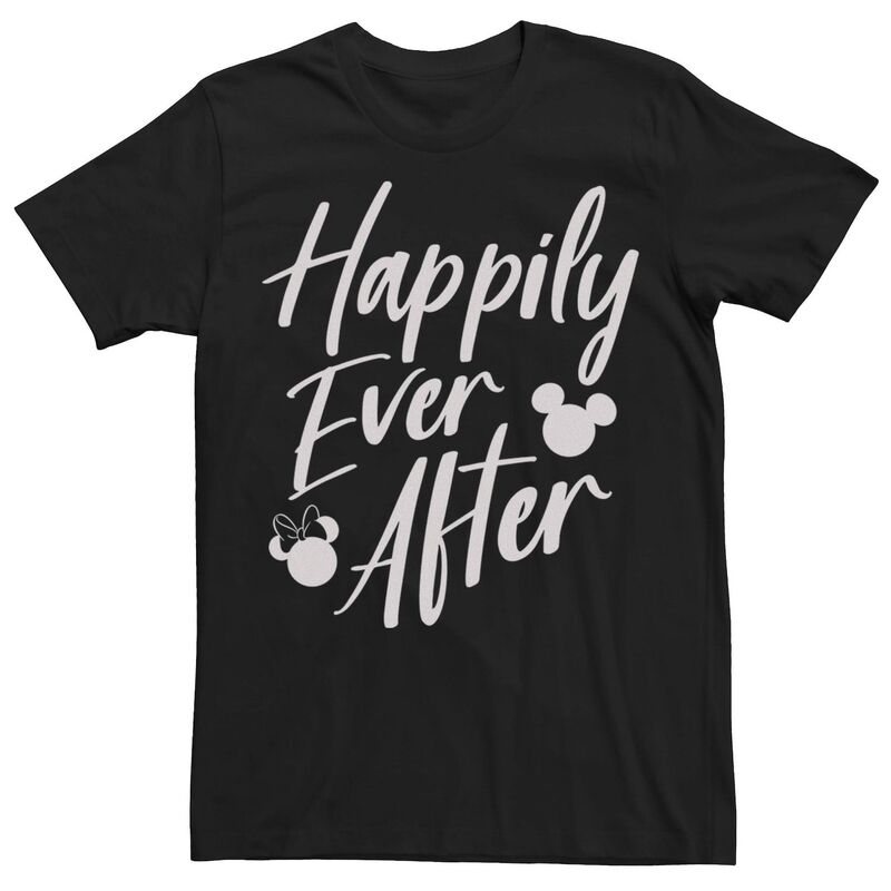 【送料無料】 ディズニー メンズ Tシャツ トップス Disney's Mickey Mouse Men's Happily Ever After Cursive Text Logo Tee Black