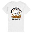 【送料無料】 ライセンス キャラクター メンズ Tシャツ トップス Big & Tall Peanuts Happiness Is Leaves White