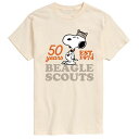 【送料無料】 ライセンス キャラクター メンズ Tシャツ トップス Men's Peanuts Beagle Scout Snoopy Hat Logo Graphic Tee Cream