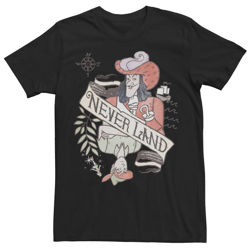 【送料無料】 ディズニー メンズ Tシャツ トップス Disney's Peter Pan Captain Hook Men's Playing Card Tee Black