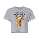 【送料無料】 ライセンス キャラクター レディース Tシャツ トップス Juniors' Garfield Cat Scratches Cropped Tee ...